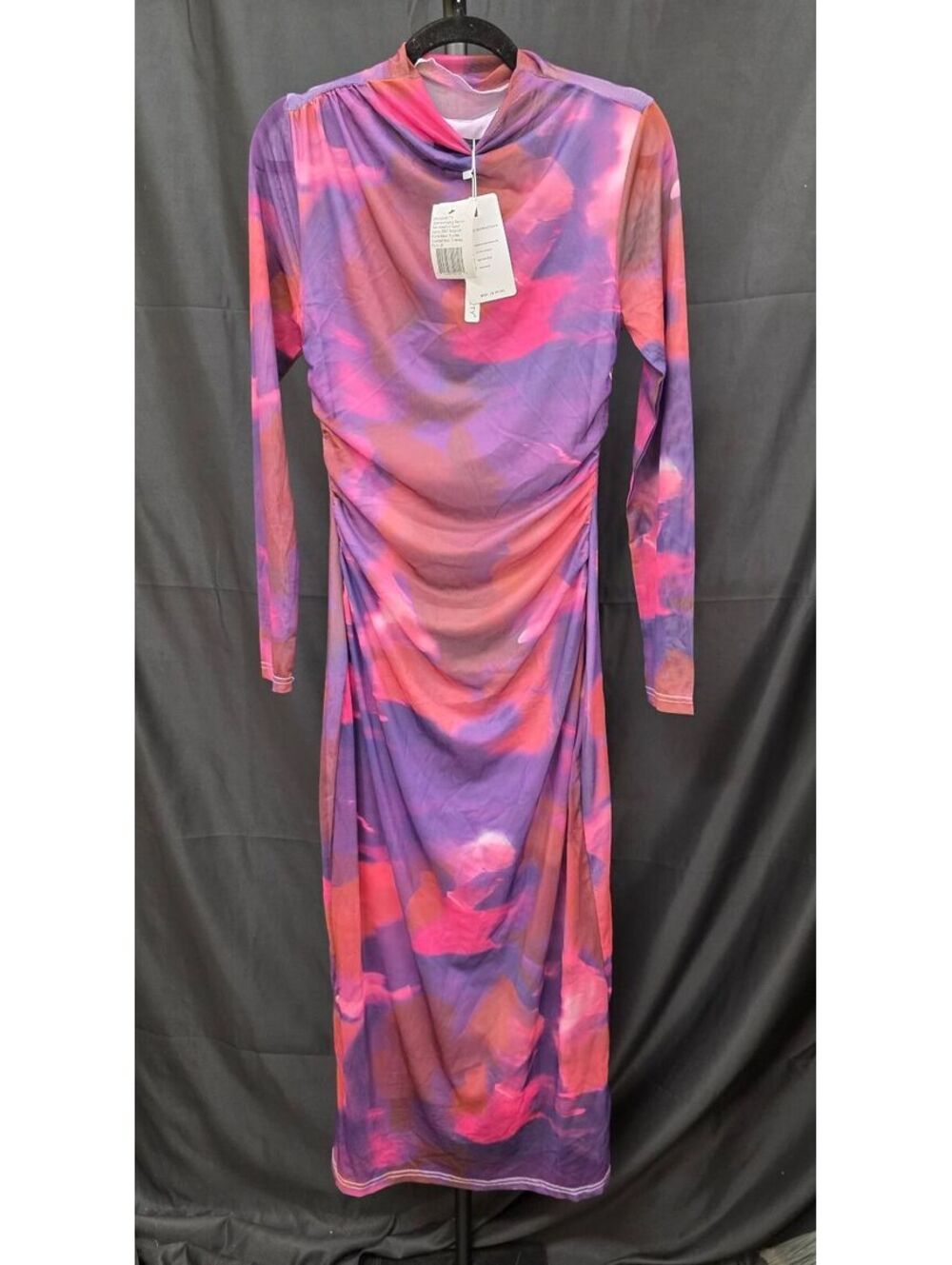 MEROKEETY WOMEN’S MESH RUCHED BODYCON MAXI DRESS PLUM SIZE M